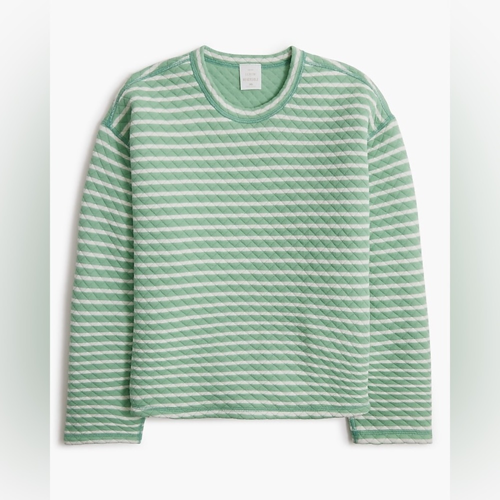 J. Crew Reversible quilted pullover Eucalyptus Steam Ivory size S